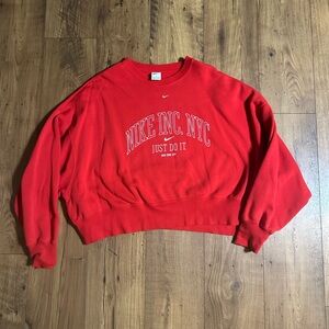 Nike Red Crewneck Sweatshirt with White Logo